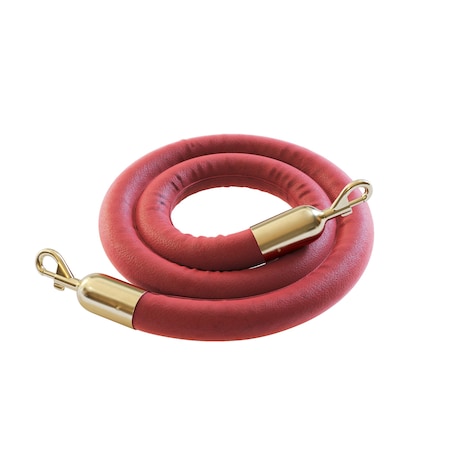 Montour Line Naugahyde Rope Red With Pol.Brass Snap Ends 8ft.Cotton Core PNR150-80-RD-SE-PB